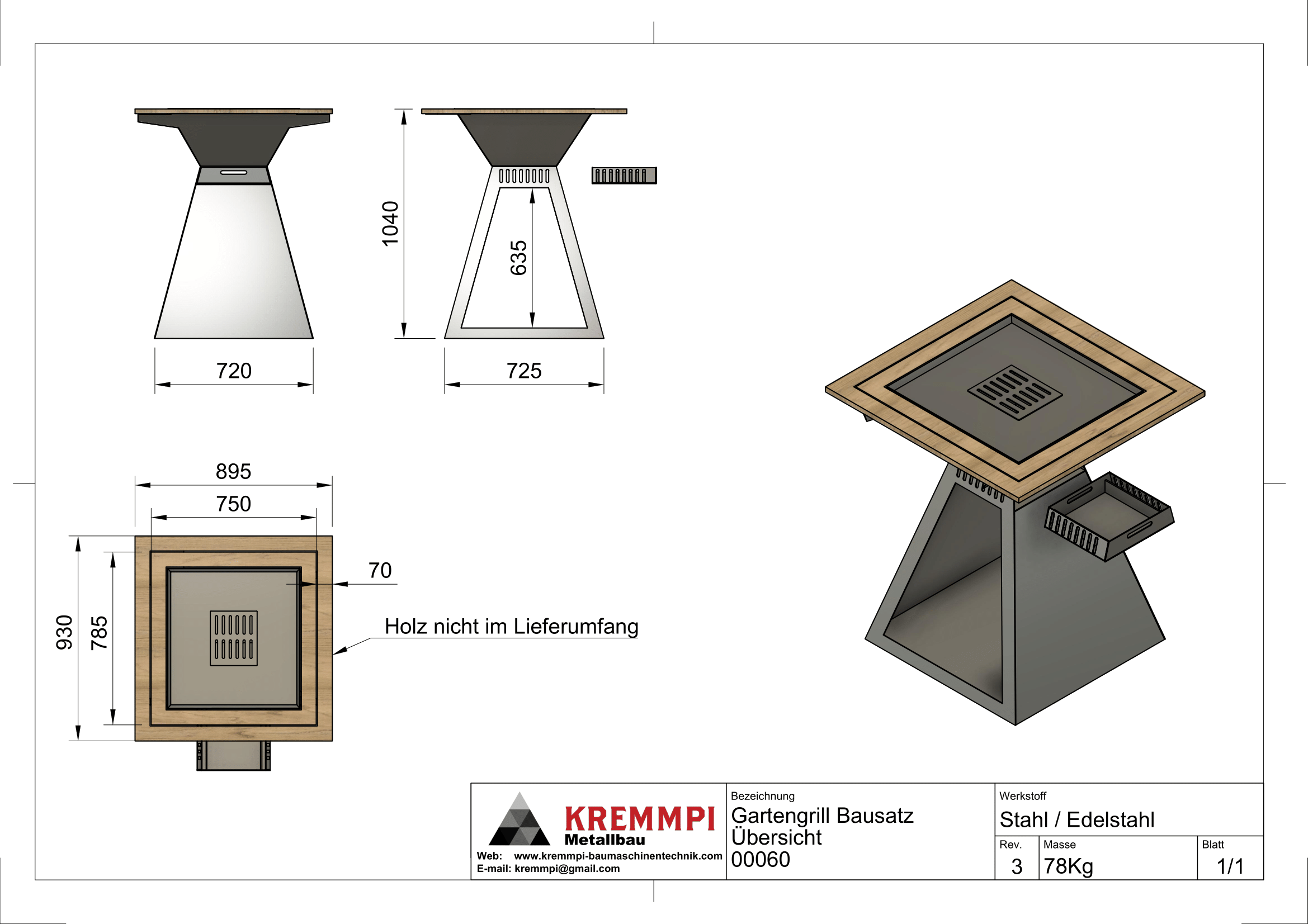 Designer Gartengrill Bausatz